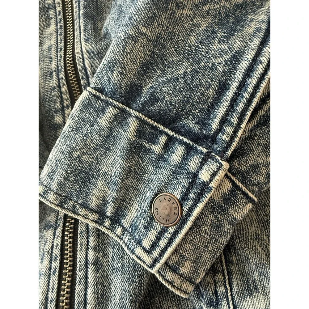 Parker Smith Denim Full Zip Jacket Vintage Inspired Acid Wash Blue Finish Womens - Picture 5 of 12